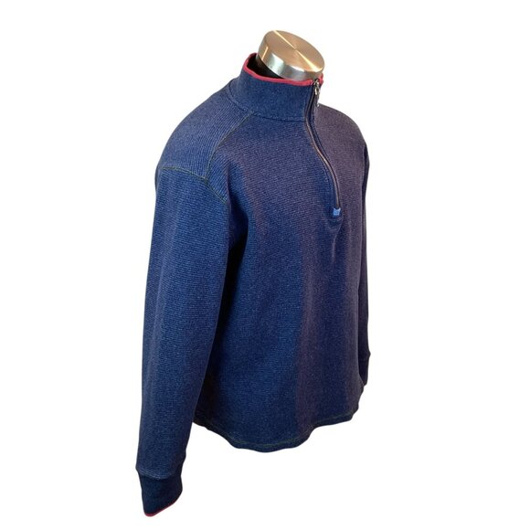 Robert Graham Mens L/G Blue Waffle Knit Half Zip Pullover Sweater - Picture 7 of 9